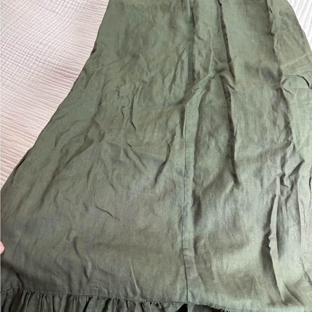Vintage Green Sleeveless Linen Dress with Floral Embroidery - Picture 8 of 8